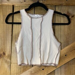 Beige Sleeveless Ribbed Top